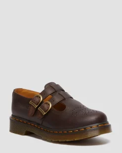 8065 Crazy Horse Leder Mary Jane Schuhe in Dunkelbraun