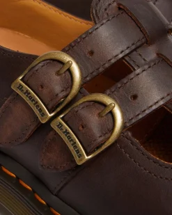 8065 Crazy Horse Leder Mary Jane Schuhe in Dunkelbraun