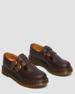 8065 Crazy Horse Leder Mary Jane Schuhe in Dunkelbraun
