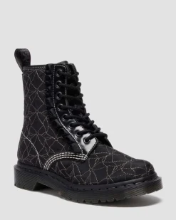 1460 Frill Leder Schnürstiefel in Schwarz