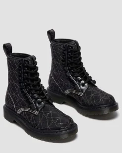 1460 Frill Leder Schnürstiefel in Schwarz