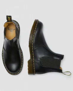 2976 Glattleder Chelsea Boots mit gelben Nahten in Schwarz