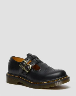 8065 Glattleder Mary Jane Schuhe in Schwarz