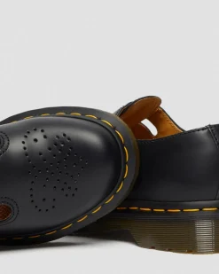 8065 Glattleder Mary Jane Schuhe in Schwarz