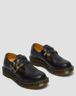 8065 Glattleder Mary Jane Schuhe in Schwarz
