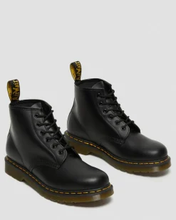 101 Glattleder Stiefeletten mit gelben Nähten in Schwarz