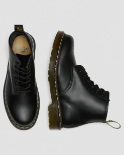 101 Glattleder Stiefeletten mit gelben Nähten in Schwarz