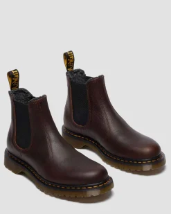 2976 Grizzly Leder Chelsea Boots mit Kunstfellfutter in Dunkelbraun