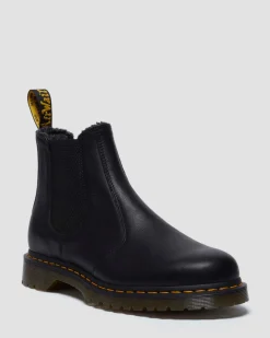 2976 Grizzly Leder Chelsea Boots mit Kunstfellfutter in Schwarz