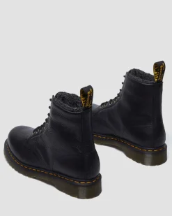1460 Grizzly Leder Schnürstiefel mit Kunstfellfutter in Schwarz