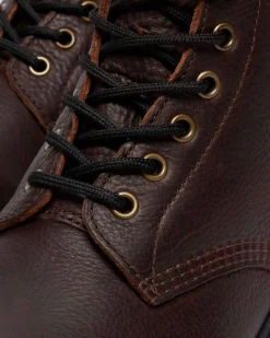 1460 Grizzly Leder Stiefel mit Fleecefutter in Dunkelbraun
