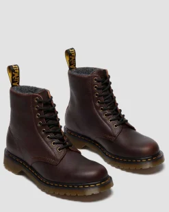 1460 Grizzly Leder Stiefel mit Fleecefutter in Dunkelbraun