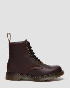 1460 Grizzly Leder Stiefel mit Fleecefutter in Dunkelbraun