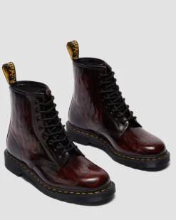 1460 Inferno Leder Schnürstiefel in Cherry Red