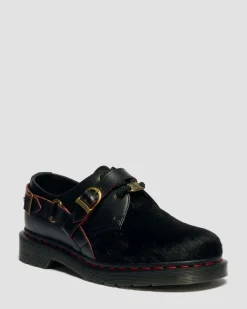 1461 Jahr des Pferdes Leder Schuhe in Schwarz