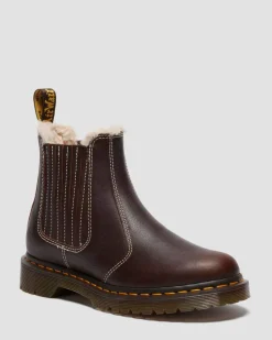 2976 Leonore II Faux Grizzly Leder Chelsea Boots mit Kunstfellfutter in Dunkelbraun