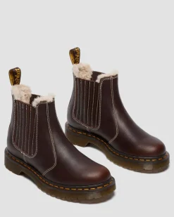 2976 Leonore II Faux Grizzly Leder Chelsea Boots mit Kunstfellfutter in Dunkelbraun