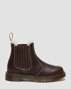 2976 Leonore II Faux Grizzly Leder Chelsea Boots mit Kunstfellfutter in Dunkelbraun