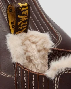 2976 Leonore II Faux Grizzly Leder Chelsea Boots mit Kunstfellfutter in Dunkelbraun