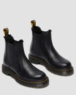 2976 LEONORE II SOFT LEDER CHELSEA BOOTS MIT KUNSTFELLFUTTER in Schwarz