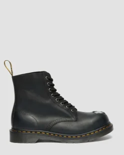 1460 Metal Toe Leder Stiefel in Schwarz