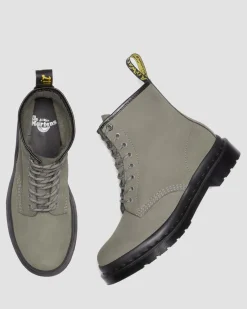 1460 Milled Nubuck Leder Schnürstiefel in Nickel Grey