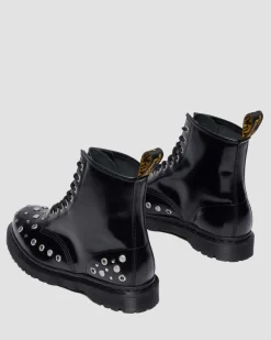 1460 NIETEN BUTTERO LEDER STIEFEL in Schwarz