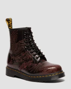1460 Phoenix Arcadia Rub Off Leder Stiefel in Cherry Red
