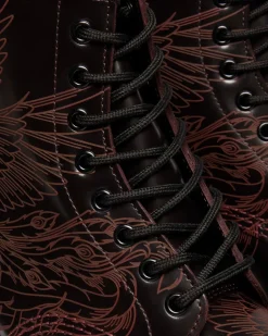 1460 Phoenix Arcadia Rub Off Leder Stiefel in Cherry Red