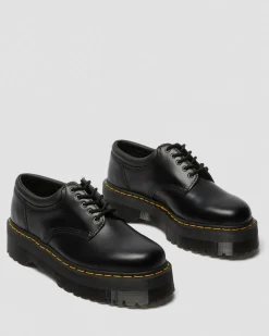 8053 Quad Glattleder Plateauschuhe in Schwarz