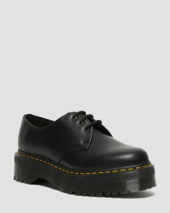 1461 Quad Glattleder Plattform Schuhe in Schwarz