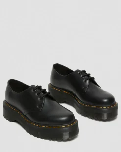 1461 Quad Glattleder Plattform Schuhe in Schwarz