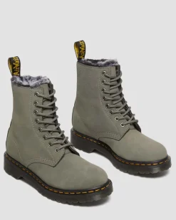 1460 Serena Faux Fur Gefütterte Nubuck Schnürstiefel in Nickel Grey