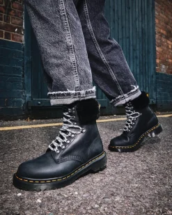 1460 Stiefeletten Mit Kunstpelzfutter Und Serena-Kragen in Schwarz