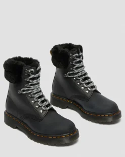 1460 Stiefeletten Mit Kunstpelzfutter Und Serena-Kragen in Schwarz