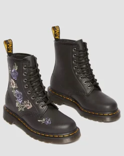 1460 Vonda Floral Reclaimed Leder Stiefel in Schwarz & Weiß