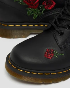 1460 Vonda Floral Rose Leder Schnürstiefel in Schwarz
