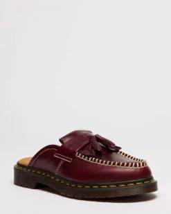 Adrian Leder Mules in Cherry Red