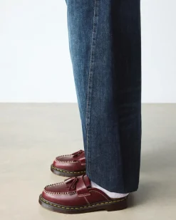 Adrian Leder Mules in Cherry Red