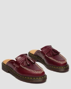 Adrian Leder Mules in Cherry Red