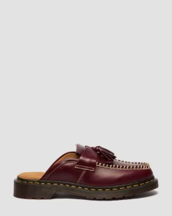 Adrian Leder Mules in Cherry Red