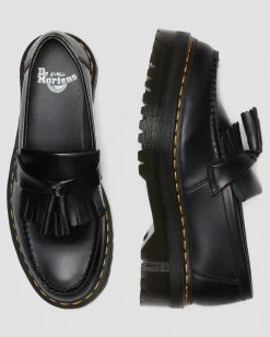 Adrian Quad Leder Plateau Tassle Loafer in Schwarz