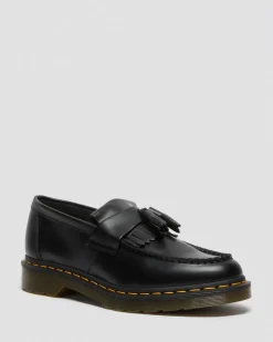 Adrian Yellow Stitch Glattleder Tassle Loafer in Schwarz