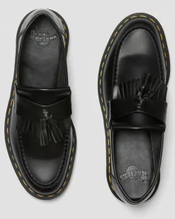 Adrian Yellow Stitch Glattleder Tassle Loafer in Schwarz