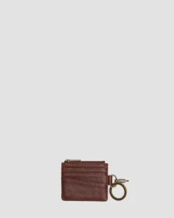 Ambassador Leather Cardholder Keyring in Cashew