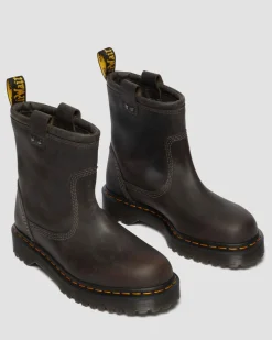 Anistone Lo Leder Biker Boots in Anthrazitgrau