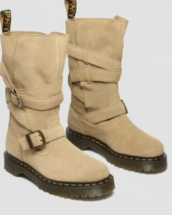 Anistone Two Strap Wildleder Biker Boots in Tan