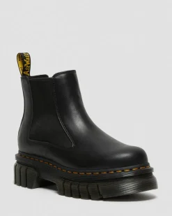 Audrick Nappa Lux Leder Plateau Chelsea Boots in Schwarz