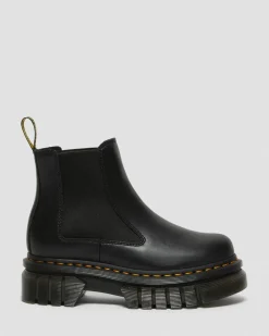 Audrick Nappa Lux Leder Plateau Chelsea Boots in Schwarz