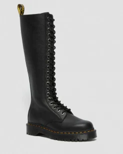 1B60 Bex Pisa Leder Hohe Stiefel in Schwarz
